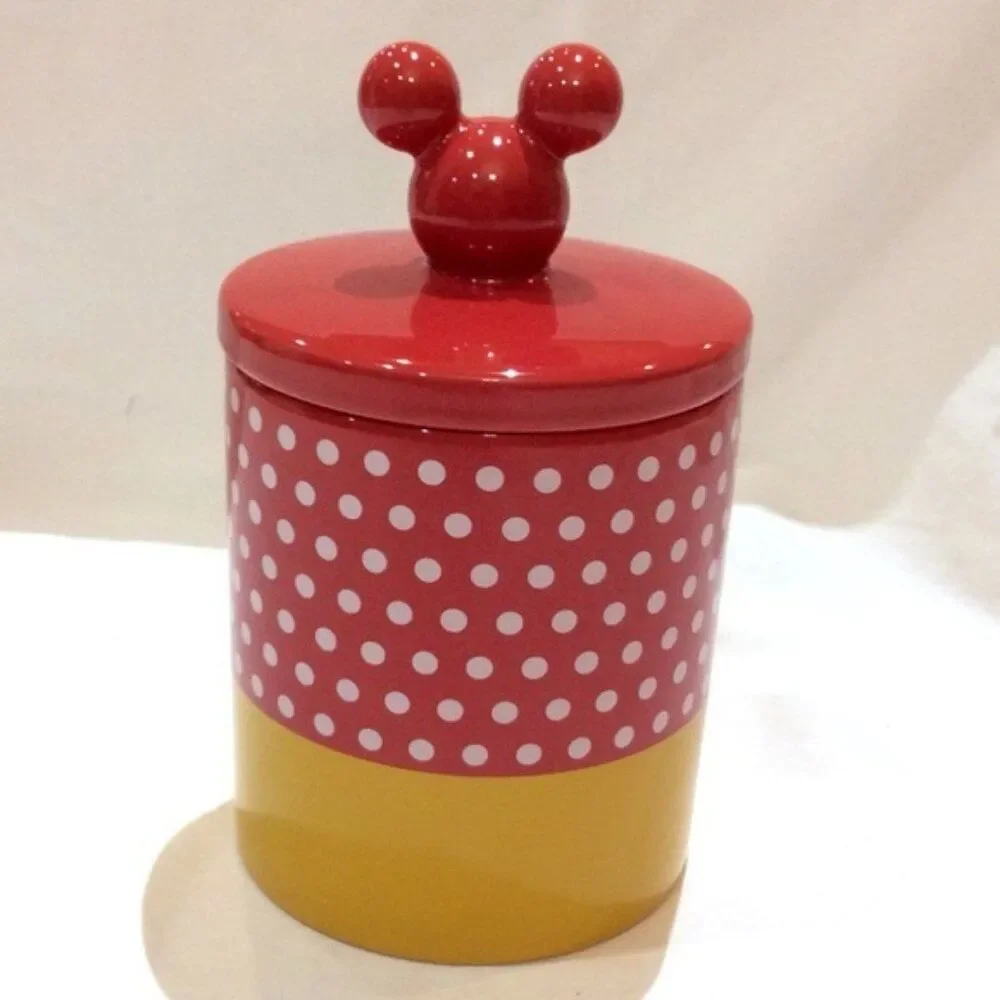 Disney Minnie Mouse Ceramic Cannister NWT Disney Parks Red Polka Dots